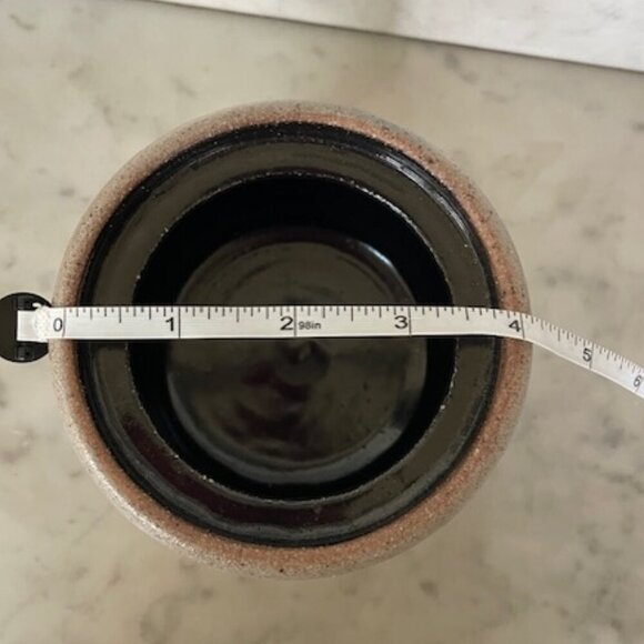 ROWE POTTERY WORKS Vintage Salt Glazed Blue Heart Pattern 1991 Crock 2 Cup - Picture 15 of 16